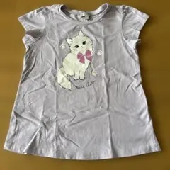 any FAM 猫イラスト Tシャツ 130 トップス　パープル