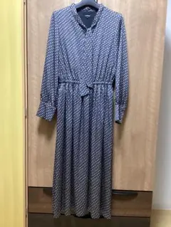 アンタイトル【洗える】ジオメトリック ボウタイワンピース　ネイビー系
