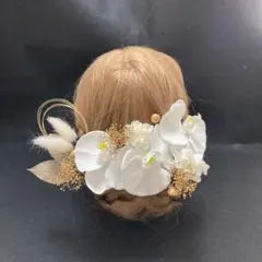 ha25 髪飾り　結婚式　成人式　卒業式　胡蝶蘭　かすみ草　16本セット