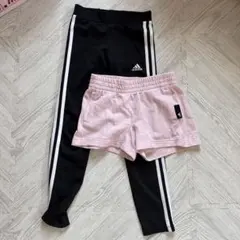 ⭐︎キッズ⭐︎adidas ストライプ レギンスとショートパンツ セット