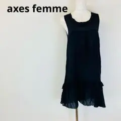 axes femme ノースリーブ ワンピース ドット柄 黒 M H310のサムネイル