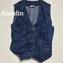Aladdin ダークブルー デニムベスト　レトロ　ヴィンテージ　古着女子