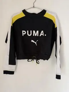 PUMA クロップドスウェット ブラック/イエロー