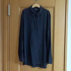 UNIQLO レーヨン長袖ブラウス 黒&紺2枚セット