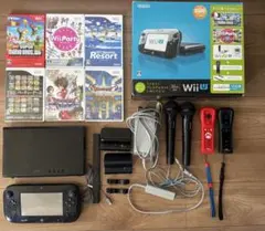 Wii U 32GB 黒 マリオリモコン ソフト6本 マイク2本（USB欠品）