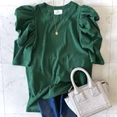 美品 ランバンオンブルー フクレジャガードタックスリーブトップス 洗える 38