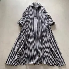 アンティカ　patterntorso ロングシャツワンピース ストライプ
