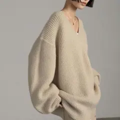 【新品】LOWRYS FARM アゼＶチュニックニット