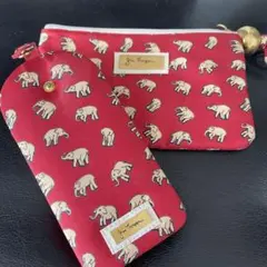 ジムトンプソン　タイシルク象柄 ポーチ　眼鏡ケース