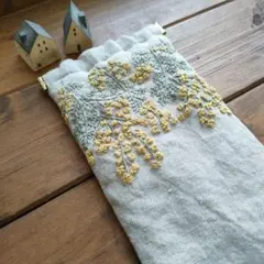 【リネン刺繍】メガネケース