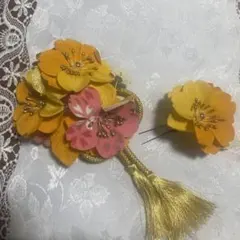 ★花の髪飾り オレンジ ピンク