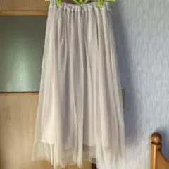 earth フレアレーススカート ライトベージュ ホワイト 白 フリーサイズ