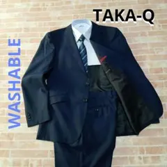 【美品】TAKA-Q 洗える　スーツセットアップ　ネイビー　ストライプ　AB7