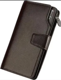 メンズ長財布 ダブルファスナー｜クラッチ型大容量｜スマート収納　　茶色