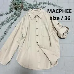 MACPHEE ロールアップシャツ 長袖 ピンクベージュ べっ甲ボタンのサムネイル