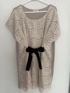 ロペピクニック♡ベージュ レース チュニック 半袖 リボン付き