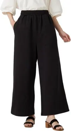 レディース ワイドパンツ ウエストゴム　ブラック　無地　XLサイズ