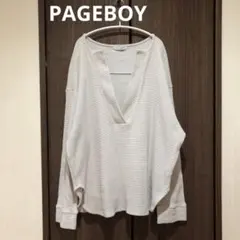 ページボーイ　ワッフル　キーネック　Tシャツ