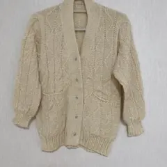 ハンドメイド　手編み　カーディガン　ベージュ