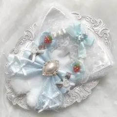 ぬい服　着ぐるみ　10〜12cm用　白　水色　ねこ　チェーンフック付き