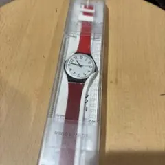 swatch クォーツ腕時計 ホワイト/レッド　箱付き