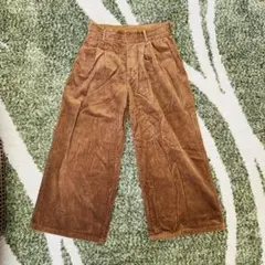 GU ブラウン コーデュロイワイドパンツ コットン100% Lサイズ