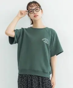 coca 刺繍ロゴスウェット　半袖　グリーン