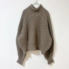 エイチアンドエム　ニット　長袖　Lブラウン　ハイネック　厚手　シンプル　秋　冬