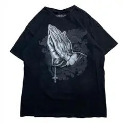 Fifth Sun ブラック 祈りの手 Tシャツ 半袖 古着 メンズ L