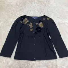 M'S GRACY エムズグレイシー　カーディガン　黒　花 7部丈 レディースのサムネイル
