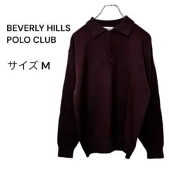 BHPCビバリーヒルズポロクラブ（M）ニットポロ ボルドー系 ウール ラムのサムネイル