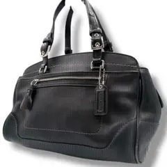 美品 COACH ハンドバッグ レザー ブラック ミニボストン 7465