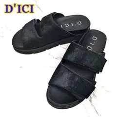 新品級✨️ D'ICI ディッシィ ハラコ スポーツサンダル 厚底 ベルクロ 黒のサムネイル