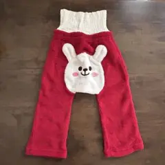 うさぎの顔刺繍 フリースパンツ
