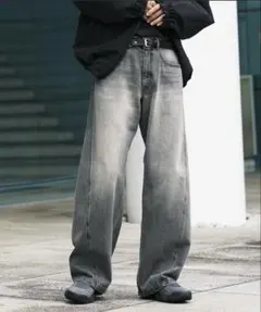 【WYM】 VINTAGE WASHED CURVED DENIM