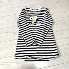 【130】スヌーピー ストライプ 長袖ワンピース