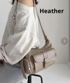 Heather ヘザー ベルト付きWポケットBAG 323284 ベージュ 美品のサムネイル
