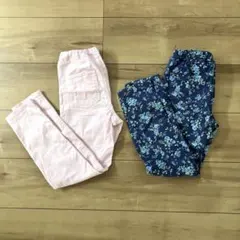 GUキッズパンツ2点セット（ピンク・花柄）120cm