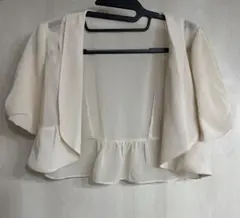 クリーム色 シフォンカーディガン 半袖