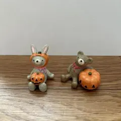ノーティアニマル　ハロウィン　置物 うさぎ くま 2点セット