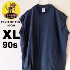 USA古着 FRUIT OF THE LOOM　ノースリーブXL　ブラック90sのサムネイル
