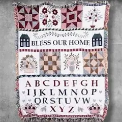 BOJS 教育 ラグ ブランケット ビンテージ 家 建物 花 アルファベット