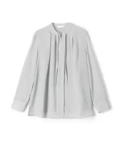 美品 25aw ボールジィ スムースサテン ストリングネックブラウス ライトグレ