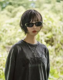 mr.creape ウォッシュ加工切り替えロゴTシャツ【BLACK】