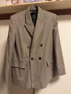 チェック柄 ダブルボタン ジャケット