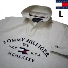 新品 トミーヒルフィガー L 刺繍ロゴ ストレッチ ポロシャツ ゴルフにも