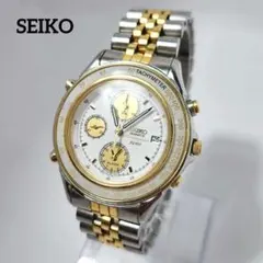 c*n様 セイコー　稼働品　クロノグラフ　デイト　SQ100　メンズ腕時計　ホワ