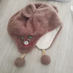 ミキハウス　くま　ふわふわフリース帽子　mikihouse　Sサイズ