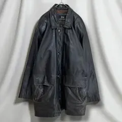 レザージャケット　ジップアップ　ヴィンテージ　総裏　総柄　コート　羊革　ブラック