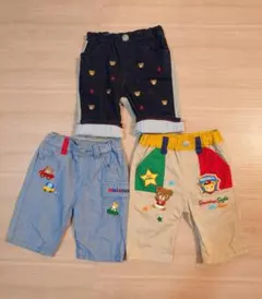 ミキハウス MIKIHOUSE 刺繍入りパンツ 90cm 3点セット